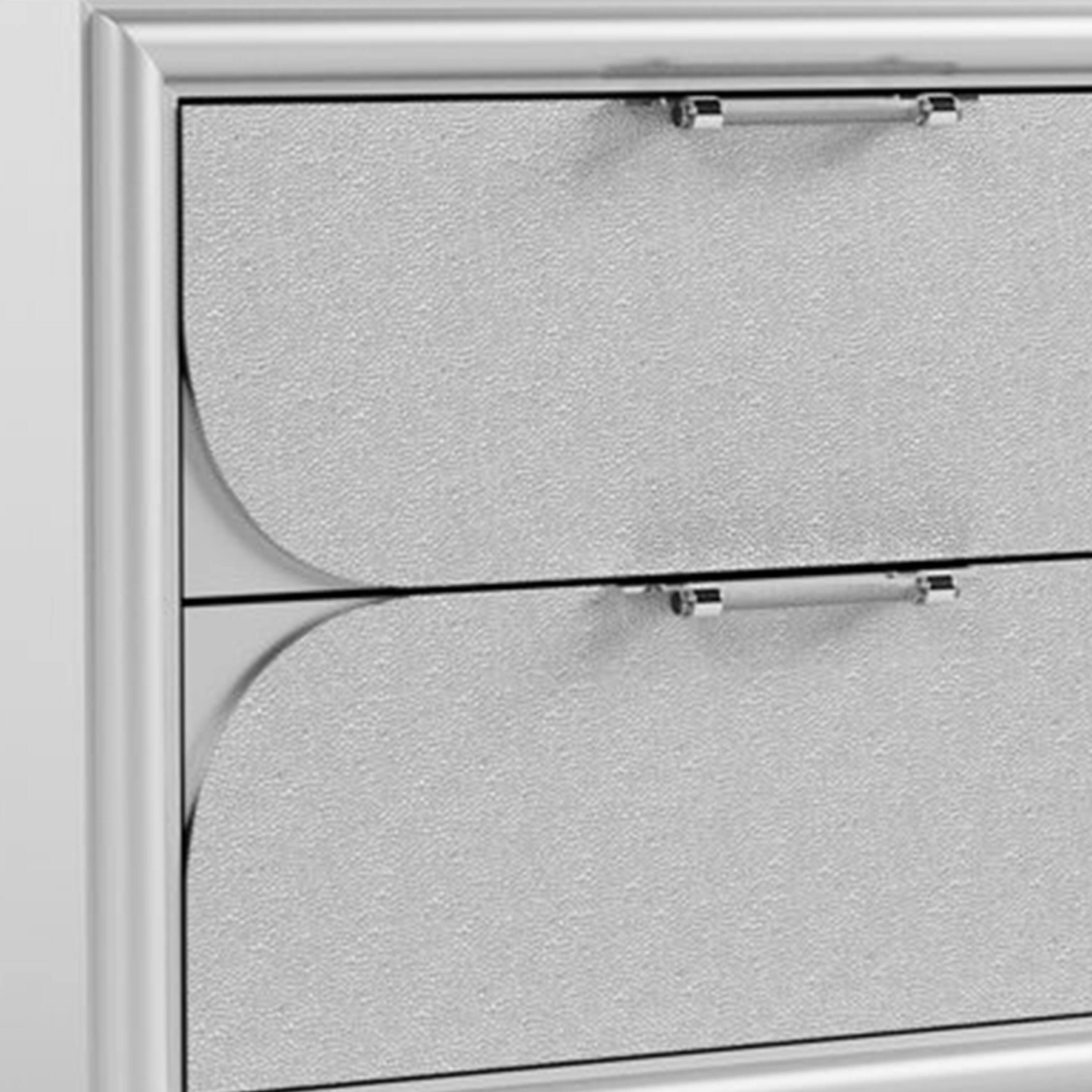 Alt View 1. Manhattan Lane - Dima Nightstand, 2 Drawers w Acrylic Handles, 24 Inch - Pearl White, Clear.