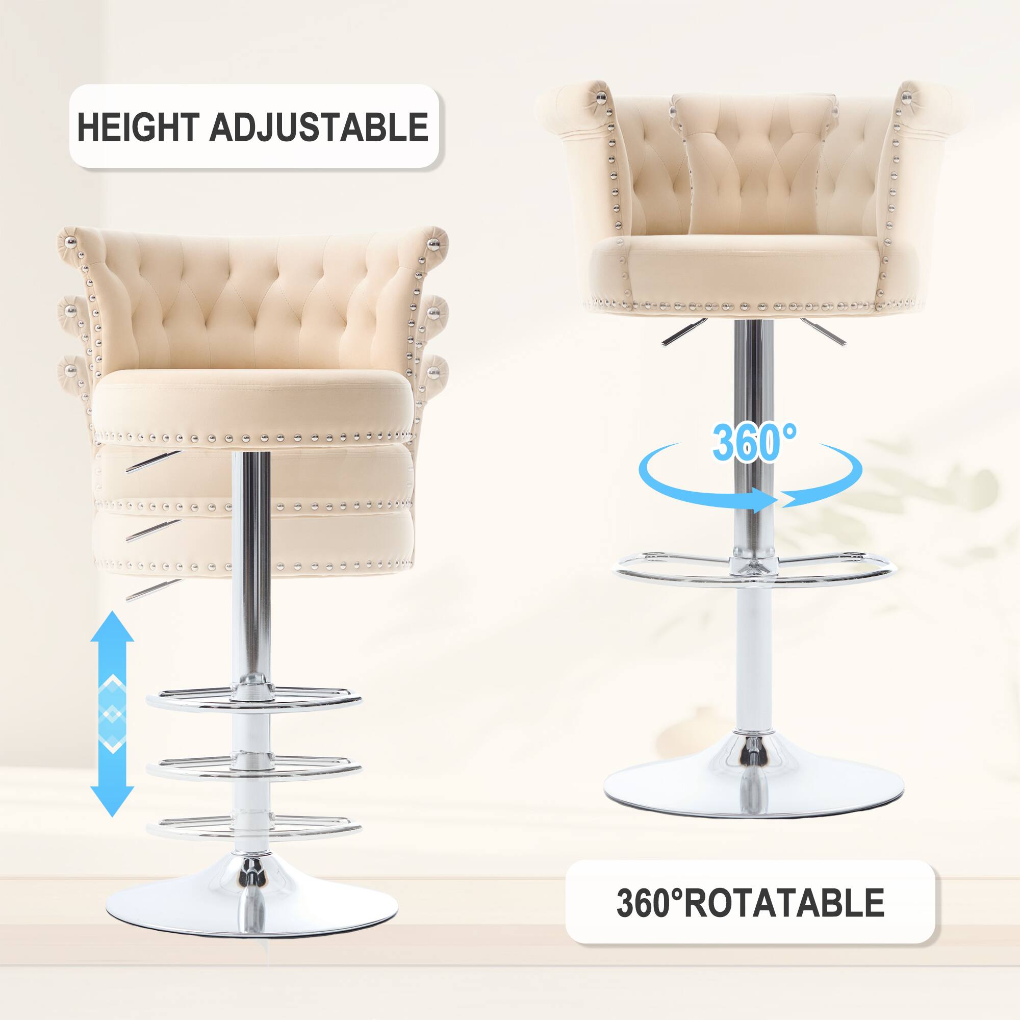 HEIGHT ADJUSTABLE

360° ROTATABLE