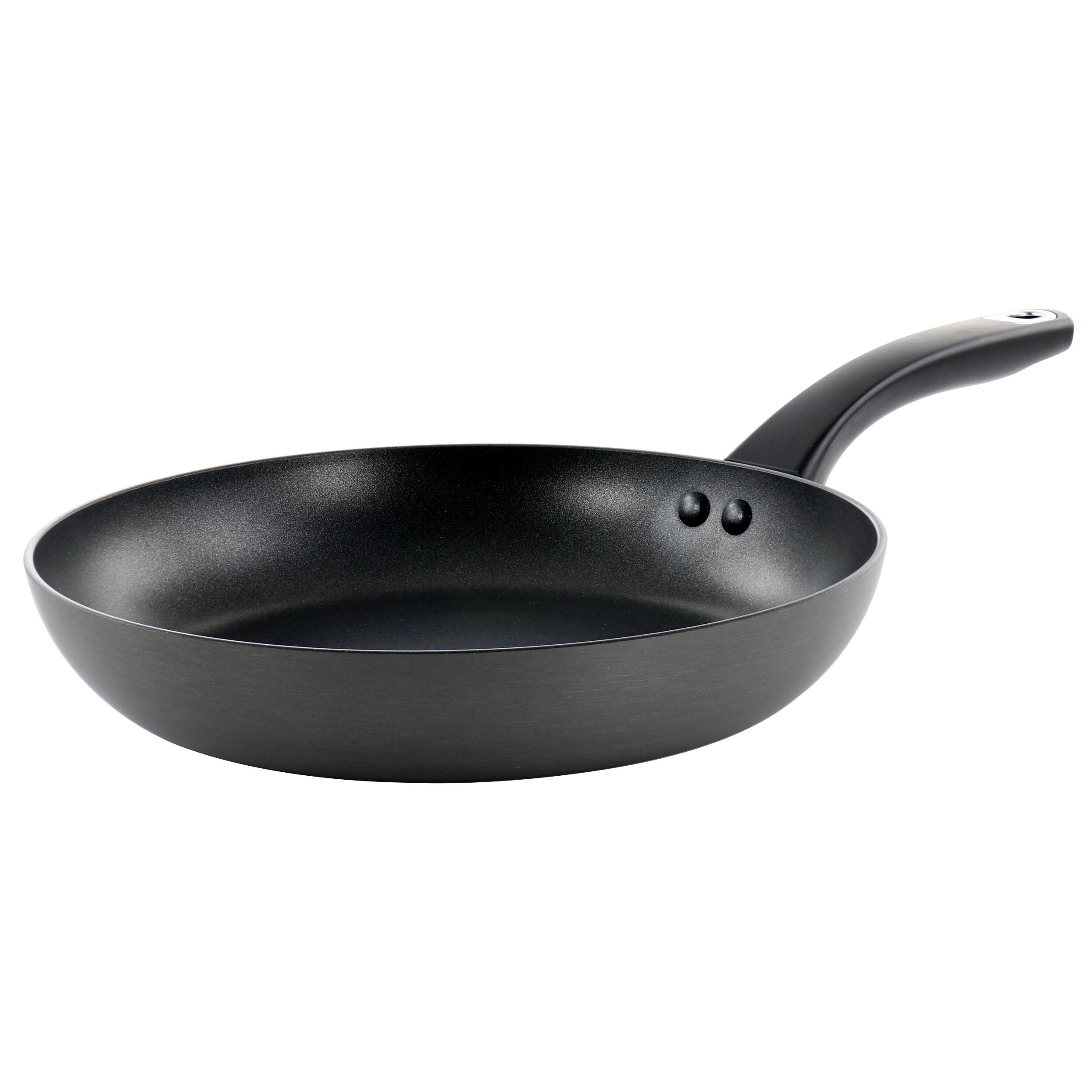 Front. Martha Stewart - Martha Stewart Everyday Doylestown 12 Inch Nonstick Aluminum Frying Pan in Black - Black.