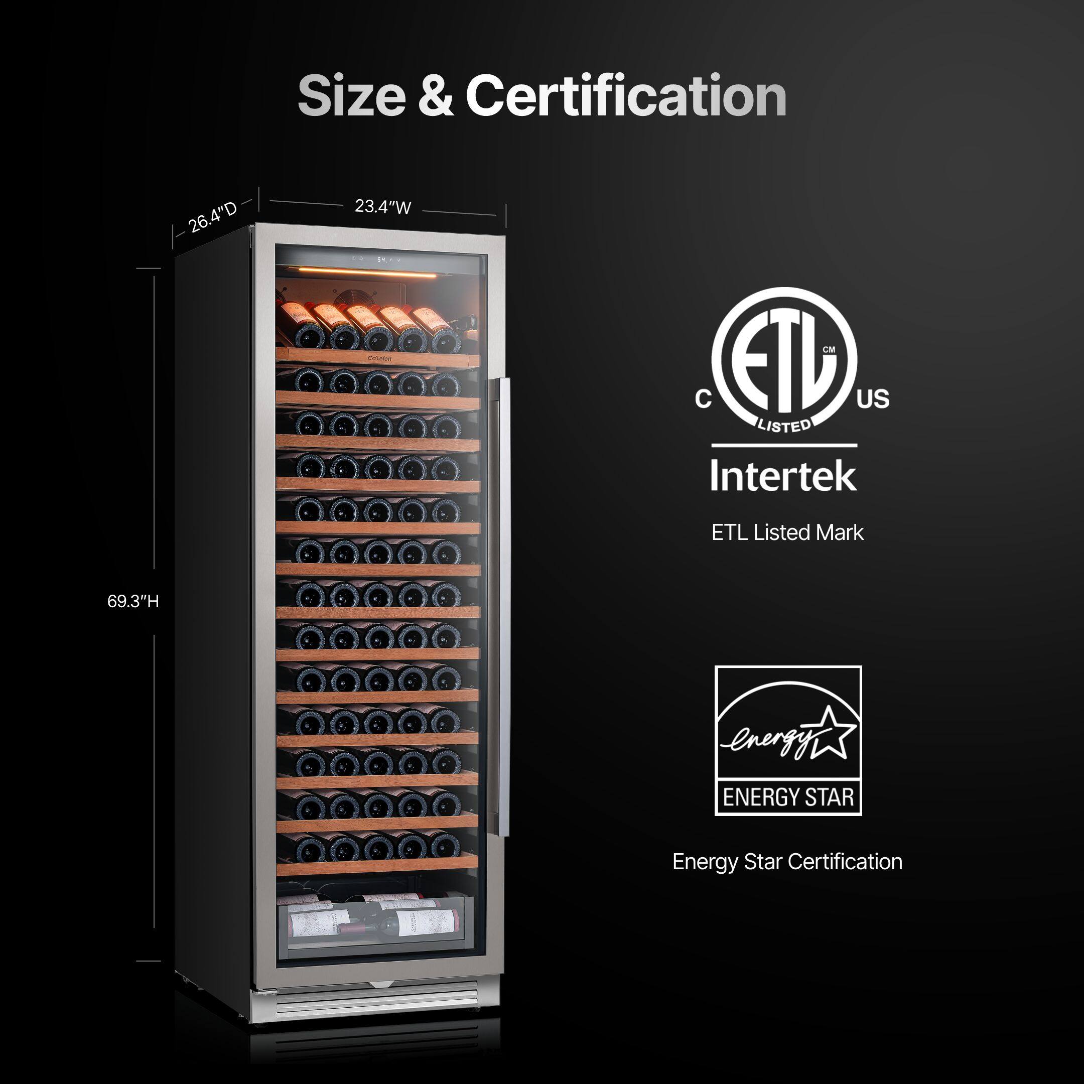 Size & Certification

- 26.4"D
- 23.4"W
- 69.3"H

Certification

- ETL Listed Mark
- Energy Star Certification