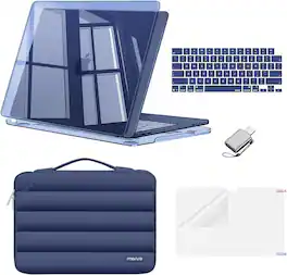 mosiso - For MacBook Neo 13-Inch 2026 A3404 A18 Pro Chip, Protective Hard Shell&Puffy Sleeve Bag&Keyboard Skin&Screen Film&Type C - Crystal Indigo