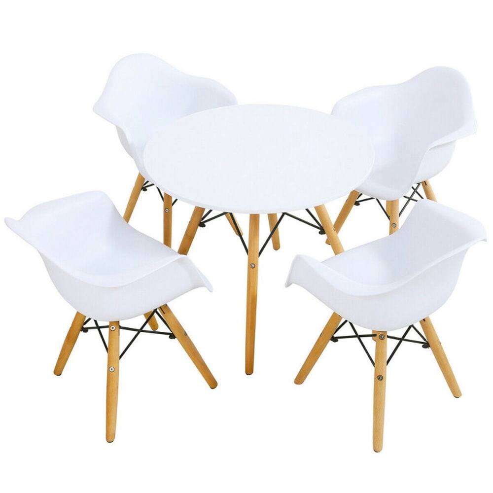Alt View 6. Kadyn - 5 Piece Kids Modern Round Table Chair Set, Kids Chairs for Kids - White.