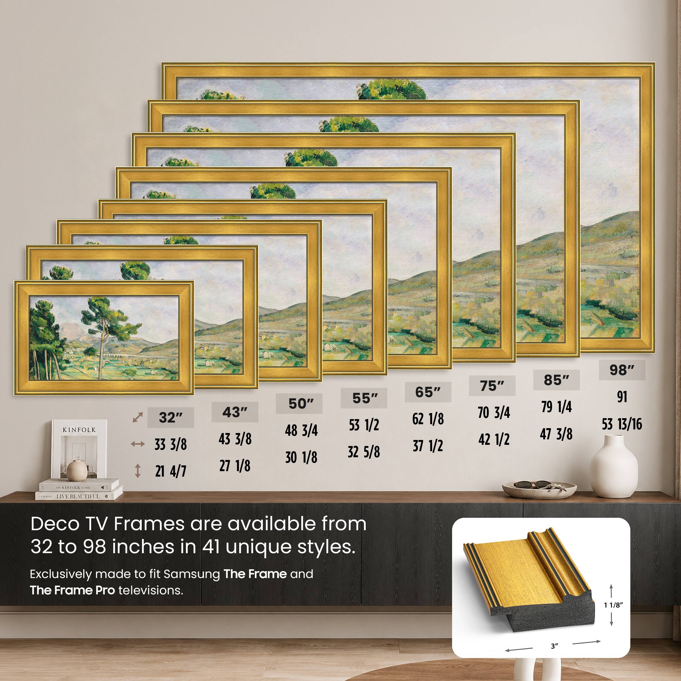 Deco TV Frames Premiere Bezel for Samsung The Frame and Frame Pro TV ...