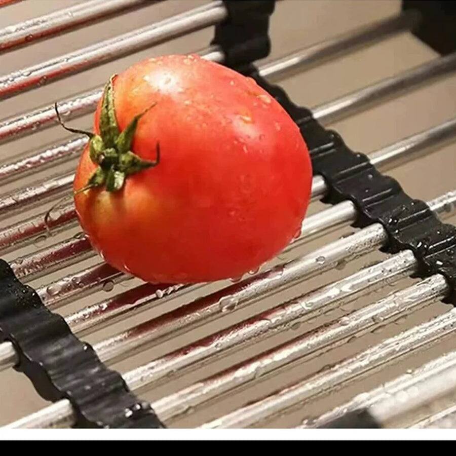 Back. Adivo - Expandable In-Sink Dish Drying Rack with Handles, Stainless Steel Kitchen Organizer for Dishes and Food - Black.