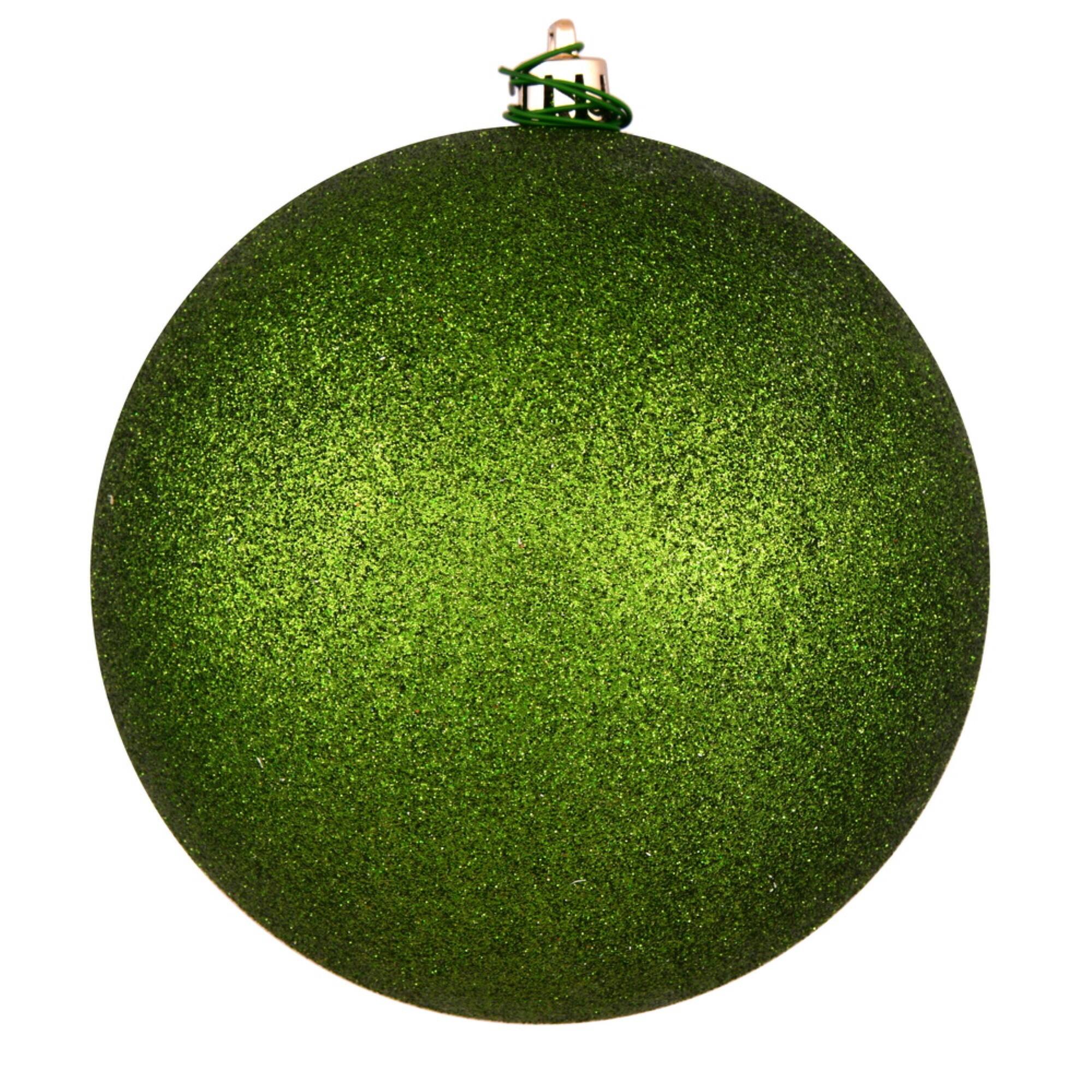 Front. Vickerman - 10" Juniper Glitter Ball Drilled - Juniper Green.