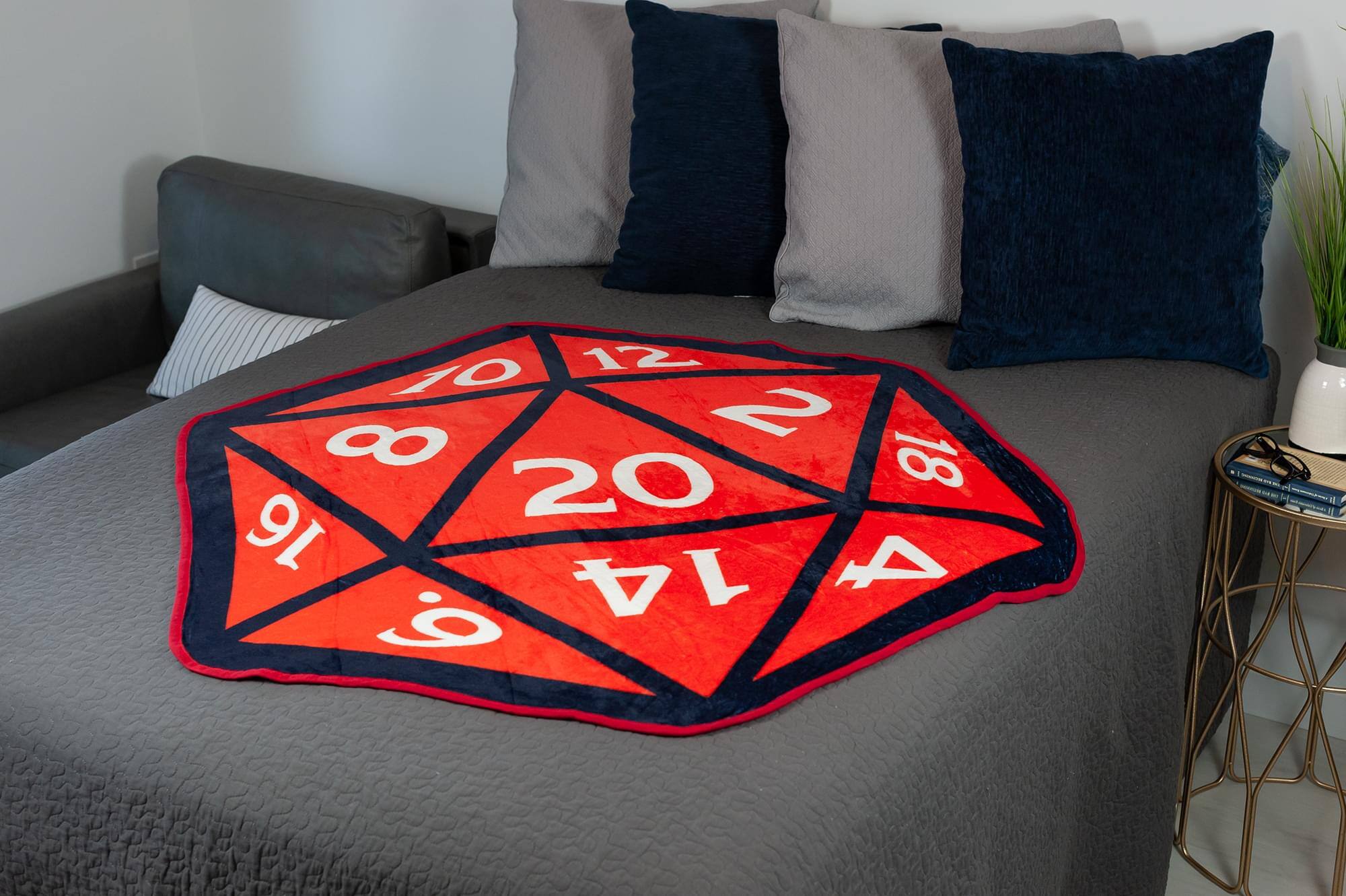 Alt View 4. Just Funky - Dungeons And Dragons D20 Fleece Throw Blanket | 20-Sided Dice | 52 x 48 Inches - Red.