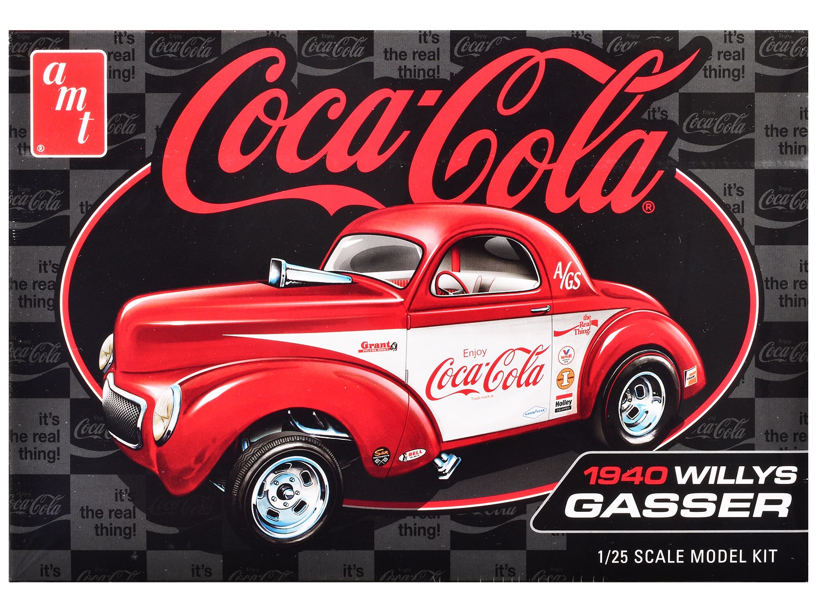 Skill 2 Model Kit 1940 Willys Coupe "Coca-Cola Race Team" 1/25 Scale Model by AMT - Red 