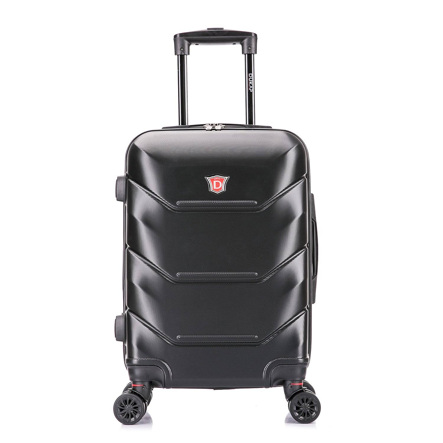 Angle. DUKAP - Zonix Lightweight Hardside Spinner Luggage 20" carry-on - BLACK.