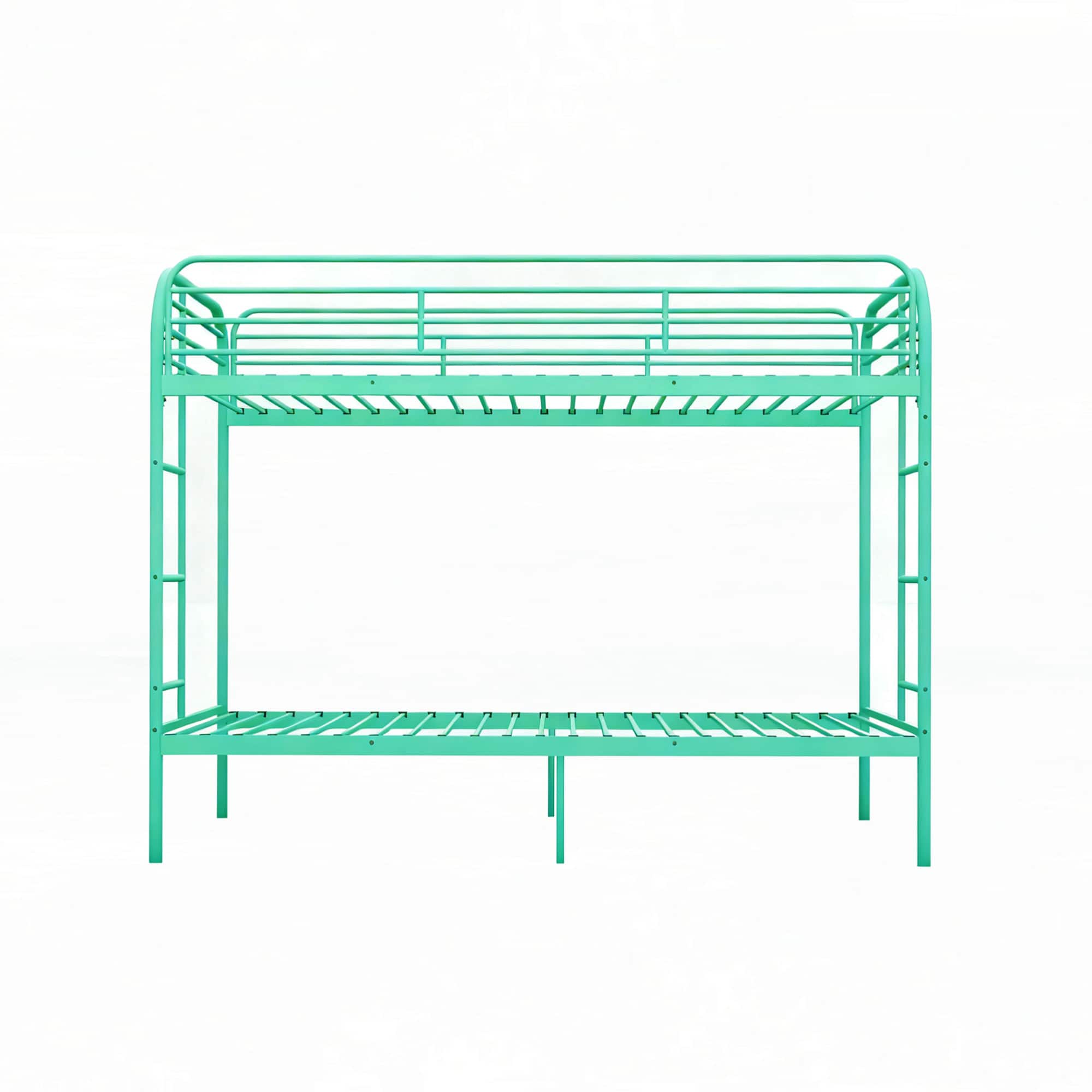GOODSILO - Metal Twin Over Twin Bunk Bed with Dual Ladders and Full-Length Safety Rails, Space-Saving Design for Kids and Teens - Green