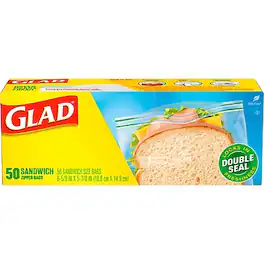 Glad - Zipper Sandwich Bags, 50 Bags/Box (57263) - Clear