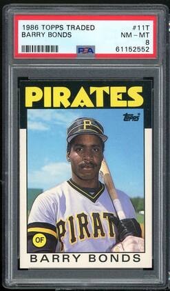 Barry Bonds Rookie Card 1986 Topps Traded #11T PSA 8