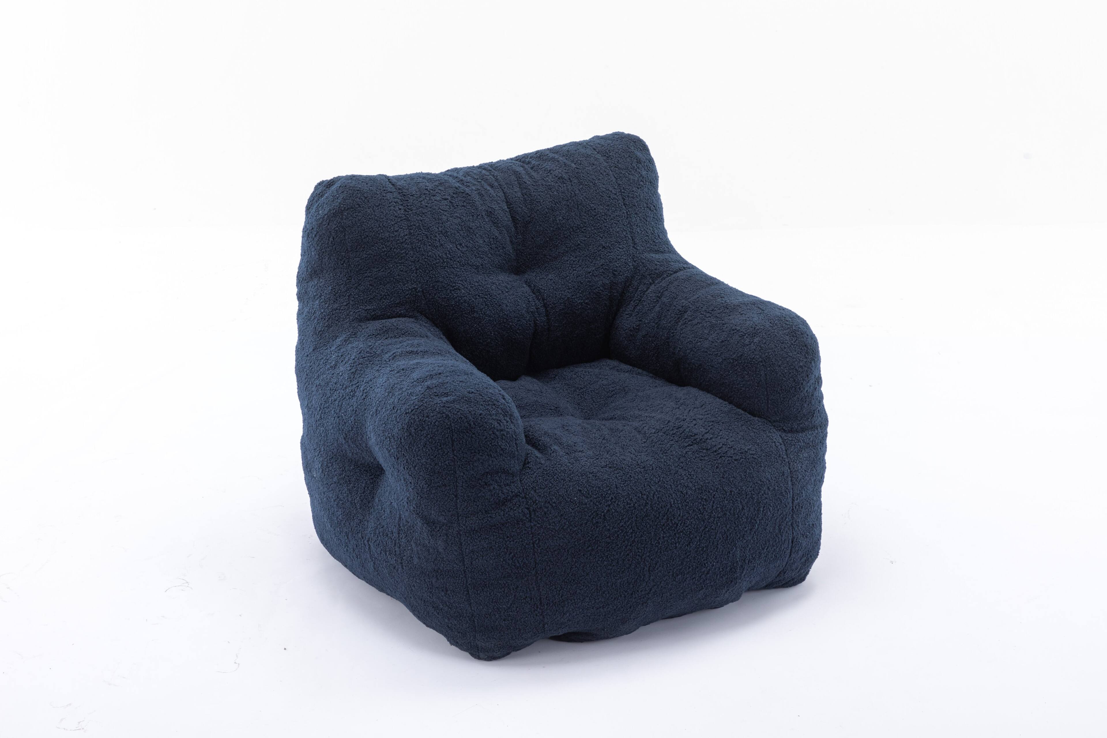 Alt View 9. GOODSILO - Luxury Plush Bean Bag Chair with Ergonomic Support - Soft Teddy Fabric and Memory Foam Filling for Ultimate Comfort - Dark Blue.