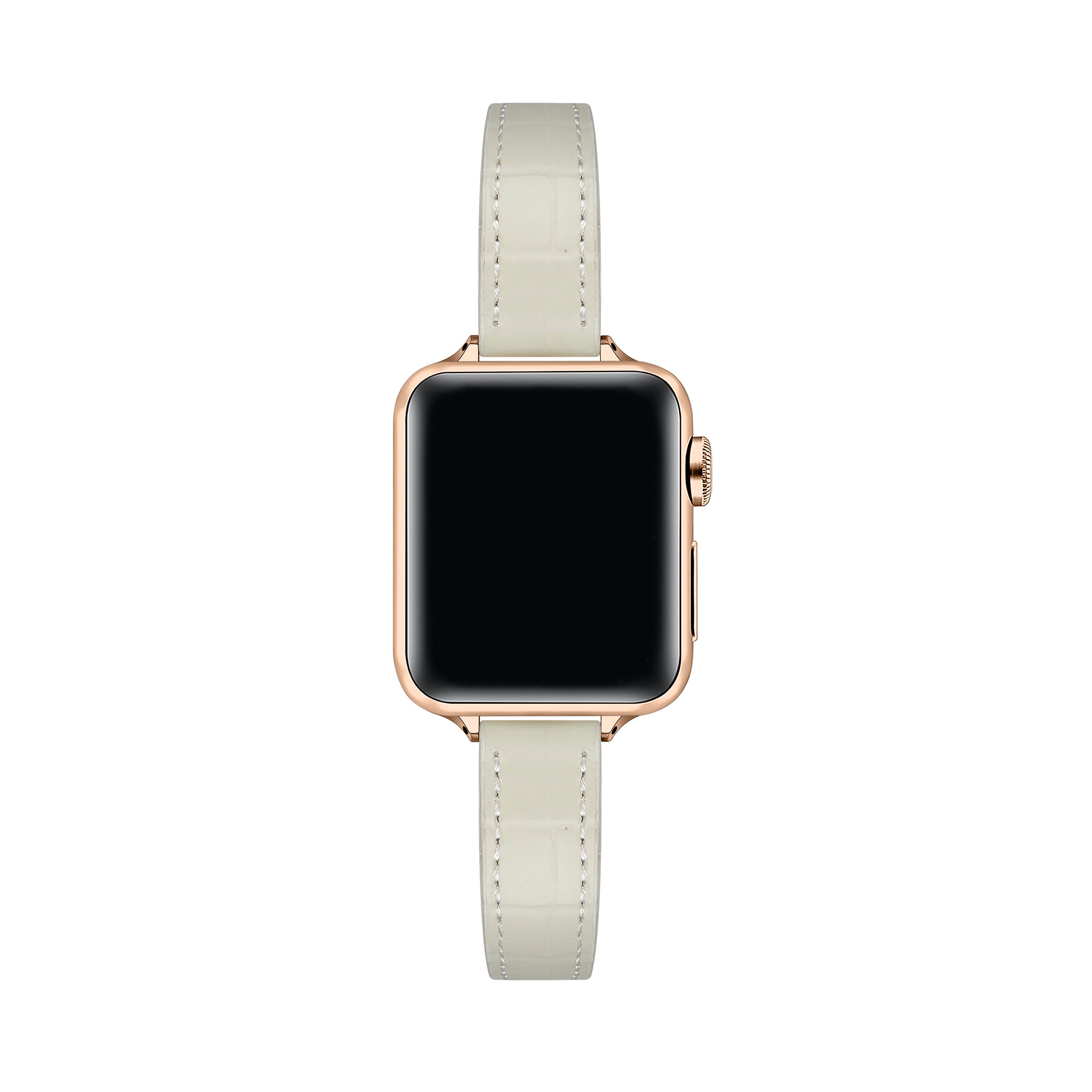 Back. Posh Tech - Carmen Skinny Croc Leather Band for Apple Watch - Cream.