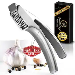 Gourmet Easy - No Peeling Required Garlic Press Detachable Handle for Coarse Mince, Premium Garlic Mince Tool - Stainless Steel