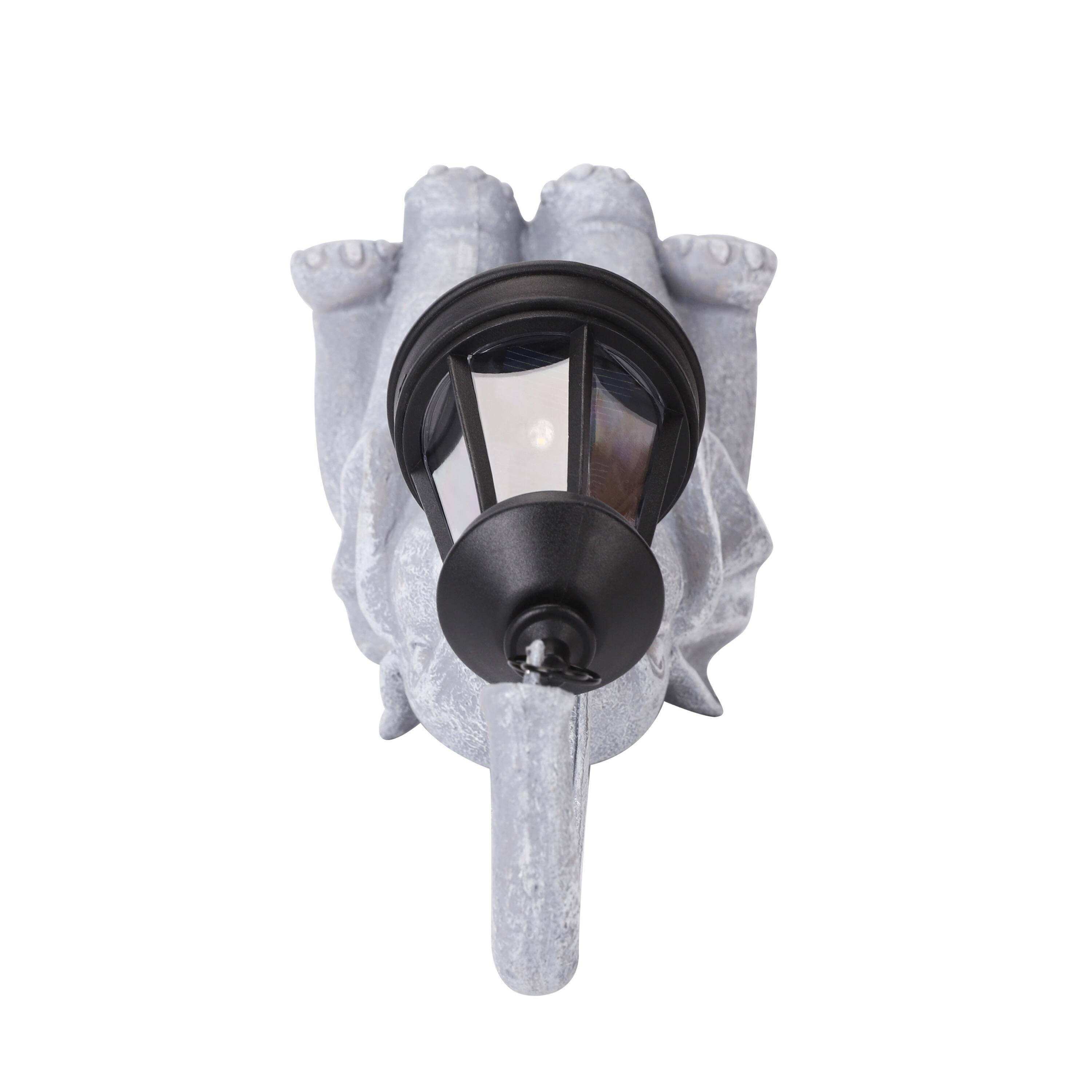 Alt View 9. Techko - Sunny the Elephant Outdoor Solar Garden Statue with Integrated LED Lantern.