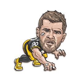 Sporticulture - T.J. Watt Pittsburgh Steelers Metal Caricature Wall Art - Black