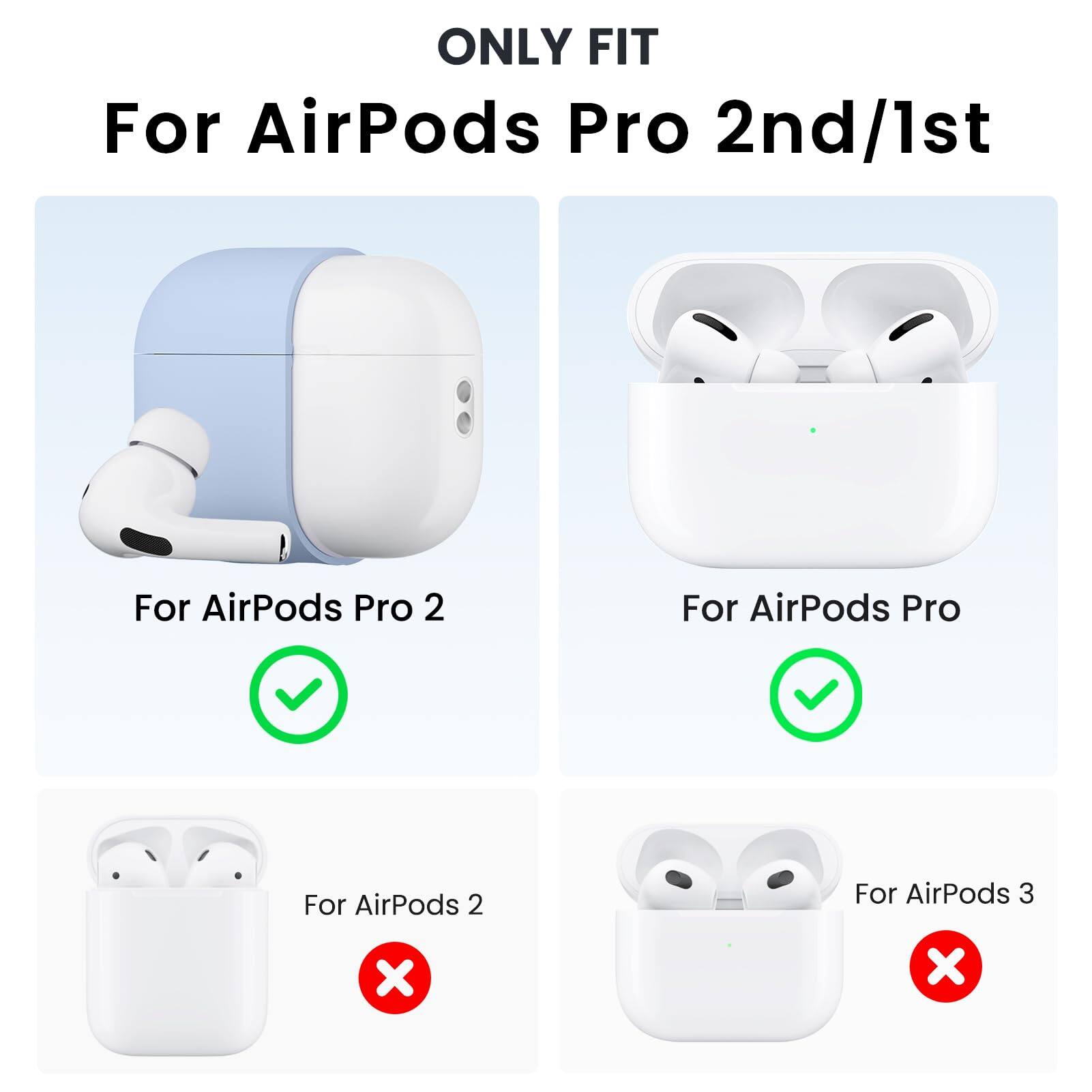 ONLY FIT
For AirPods Pro 2nd/1st
For AirPods Pro 2
For AirPods Pro
For AirPods 2
For AirPods 3
x
x