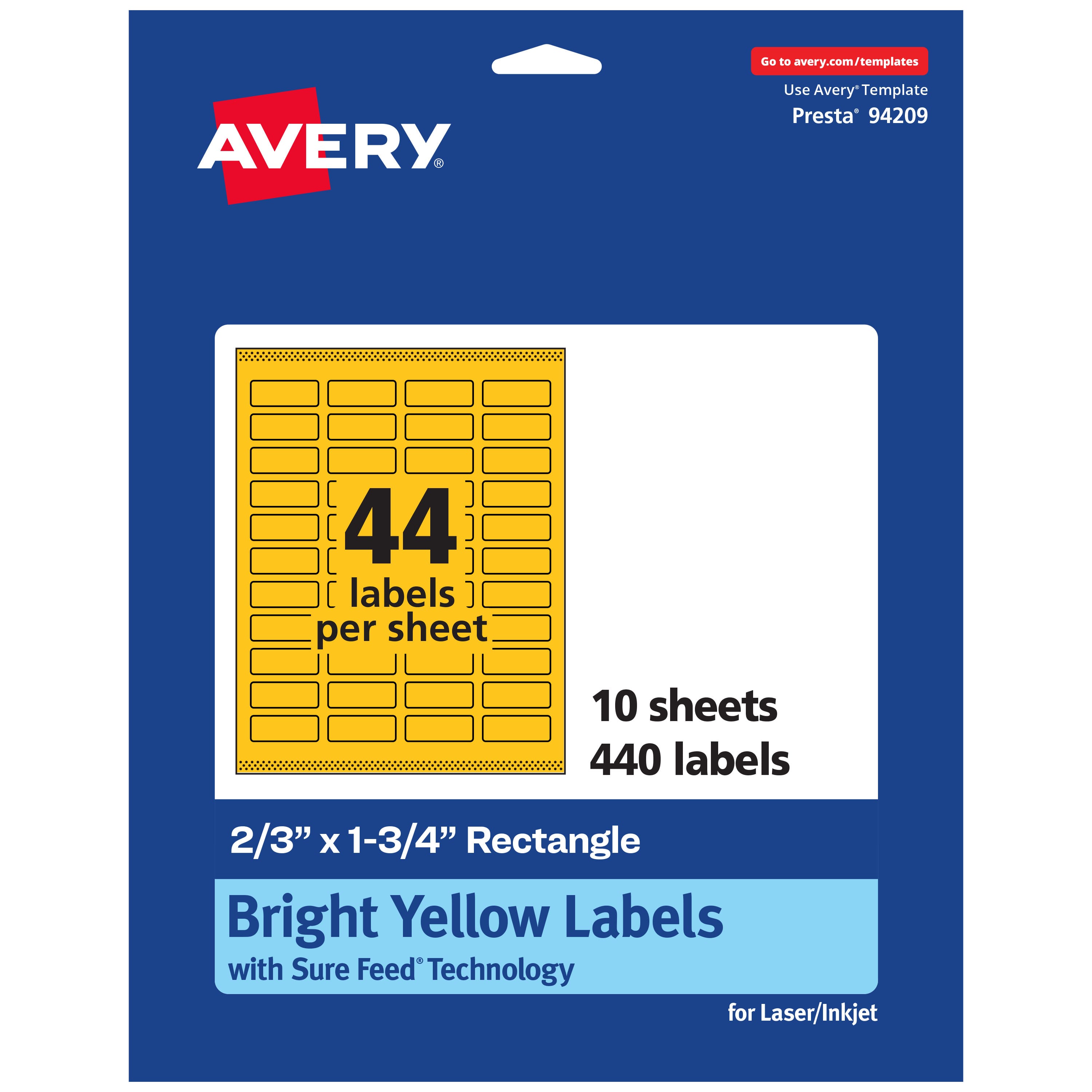 "Avery - Printable Rectangle Labels, Bright 2/3"" x 1-3/4"", 440ct - Yellow" price history on PriceWatchPro