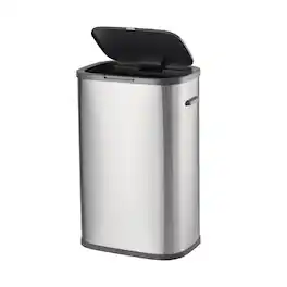 Homhougo - 55L Stainless Steel Trash Can, Garbage Can with Pop-up Lids for Kitchen, Bedroom - Silver
