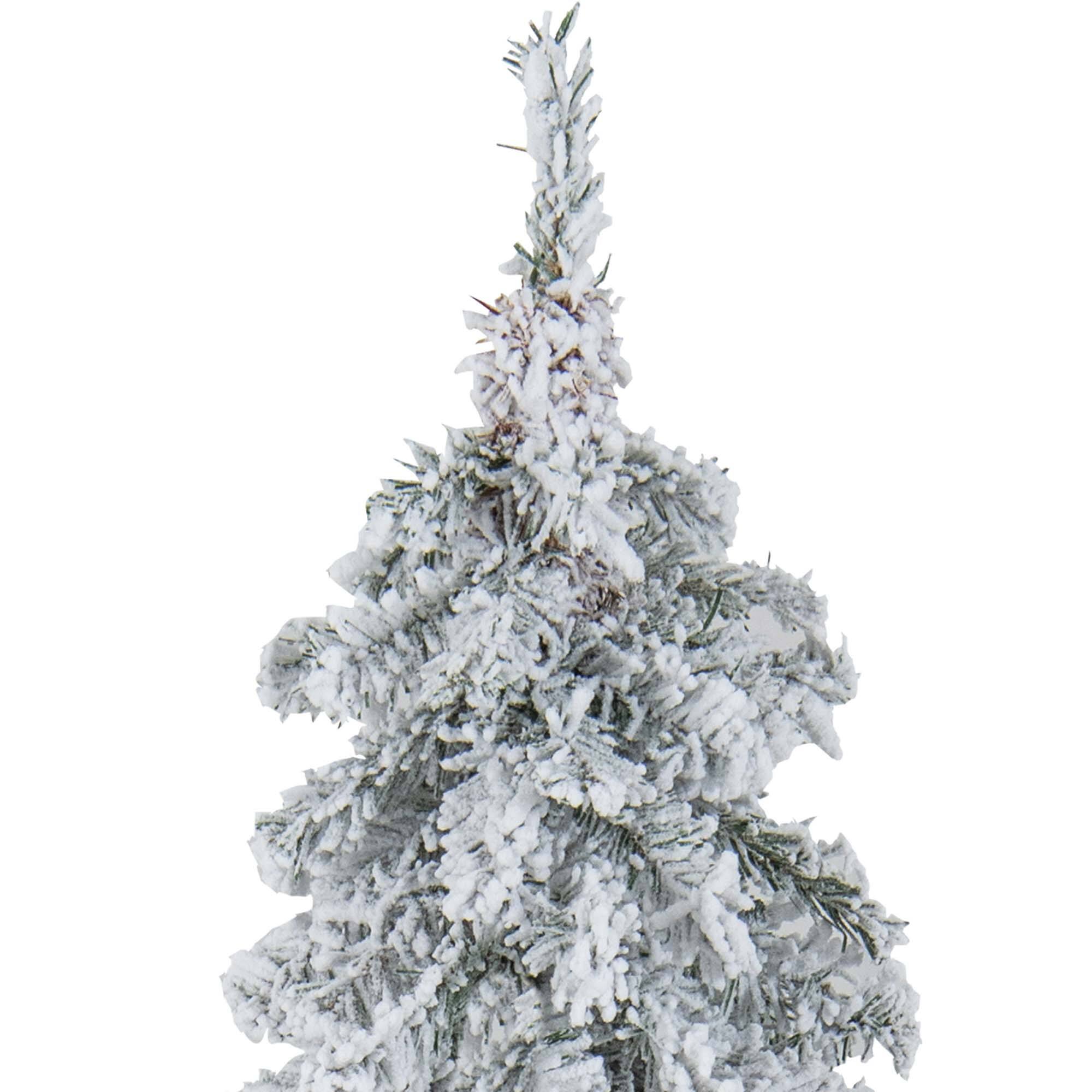 Alt View 21. Costway - 6 FT Pre-Lit Slim Pencil Christmas Tree Snow Flocked Xmas Décor with 175 Lights - Green/White.