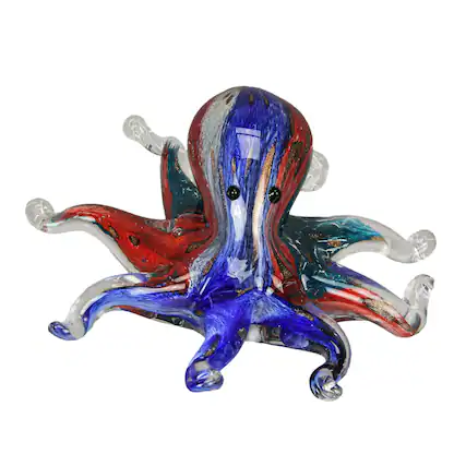 Front. Chesapeake Bay - 7 In Multicolor Blown Glass Octopus Paperweight Figurine Home Decor Sculpture - Multicolored.