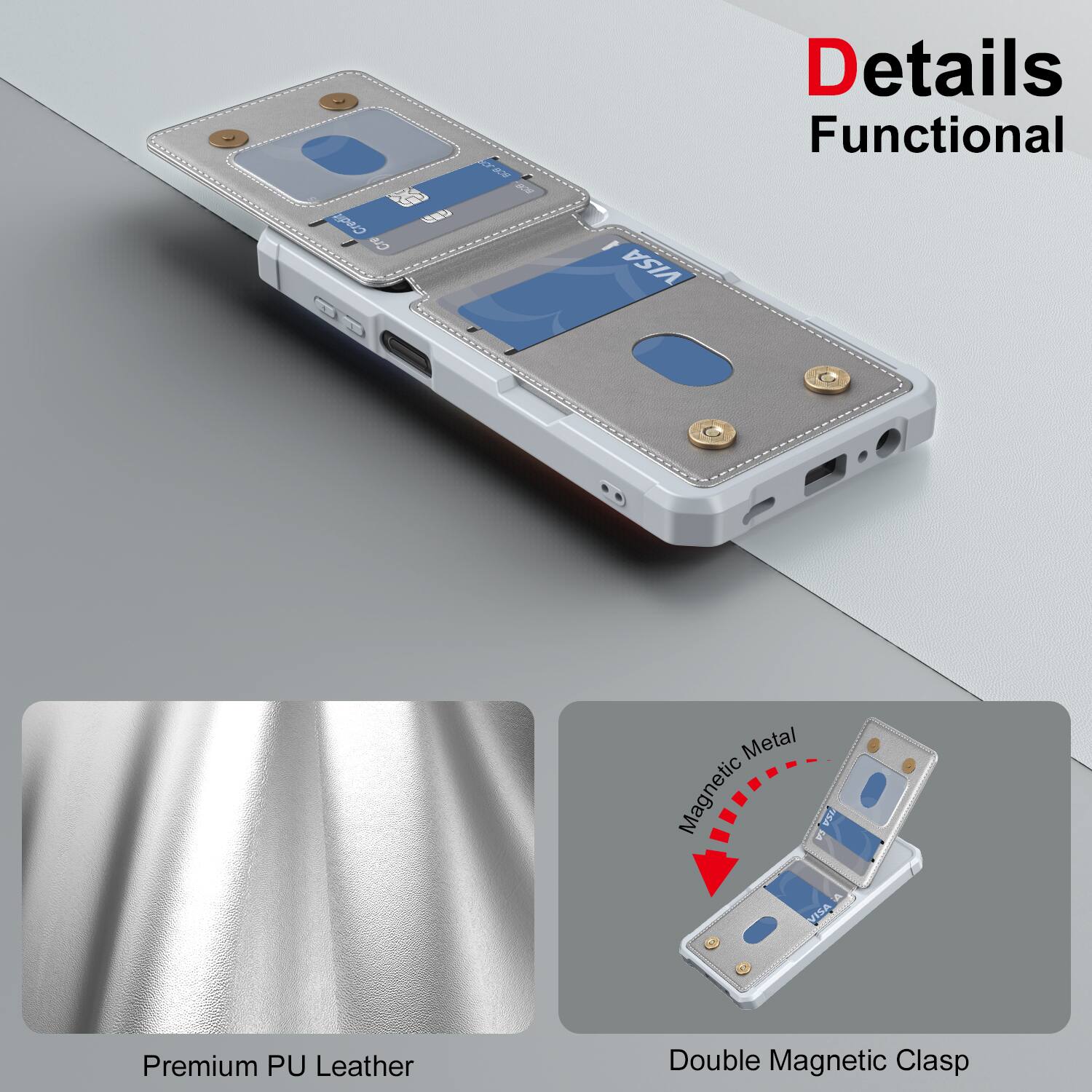Credit A YAY AY VISA Details Functional Metal Magnetic in VCA VISA Premium PU Leather Double Magnetic Clasp