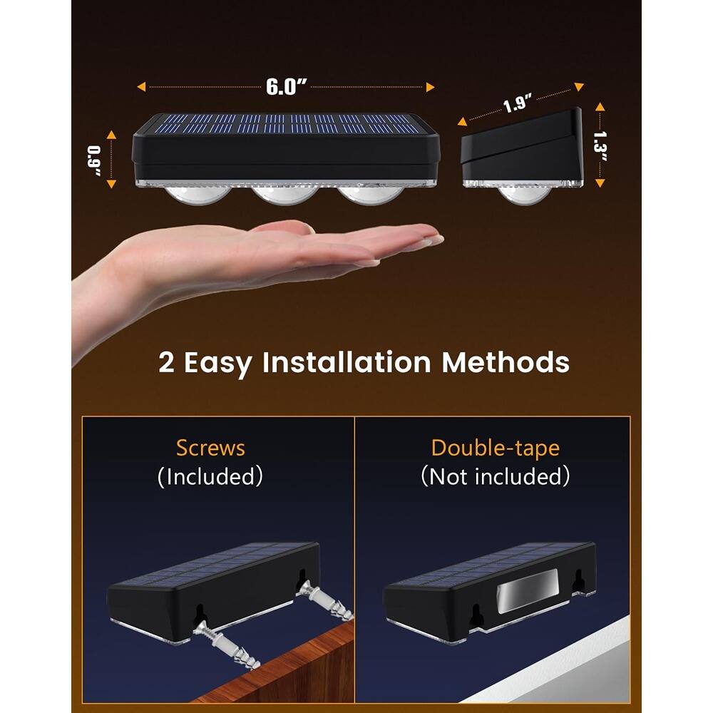 0.9" 6.0" 1.9" 1.3"  
2 Easy Installation Methods  
Screws (Included)  
Double-tape (Not included)
