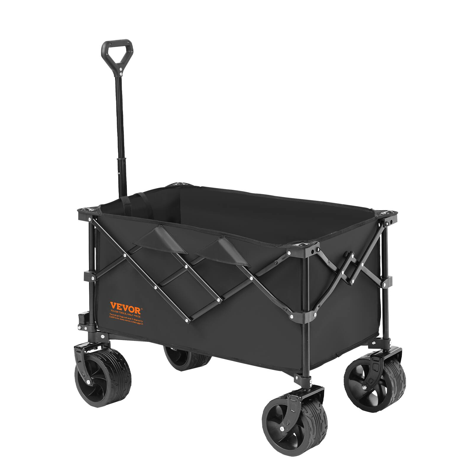 Alt View 5. VEVOR - Collapsible Folding Wagon, 220 L Beach Wagon Cart with All-Terrain Wheels, Heavy Duty Folding Wagon Cart Max 330 lbs - Black.