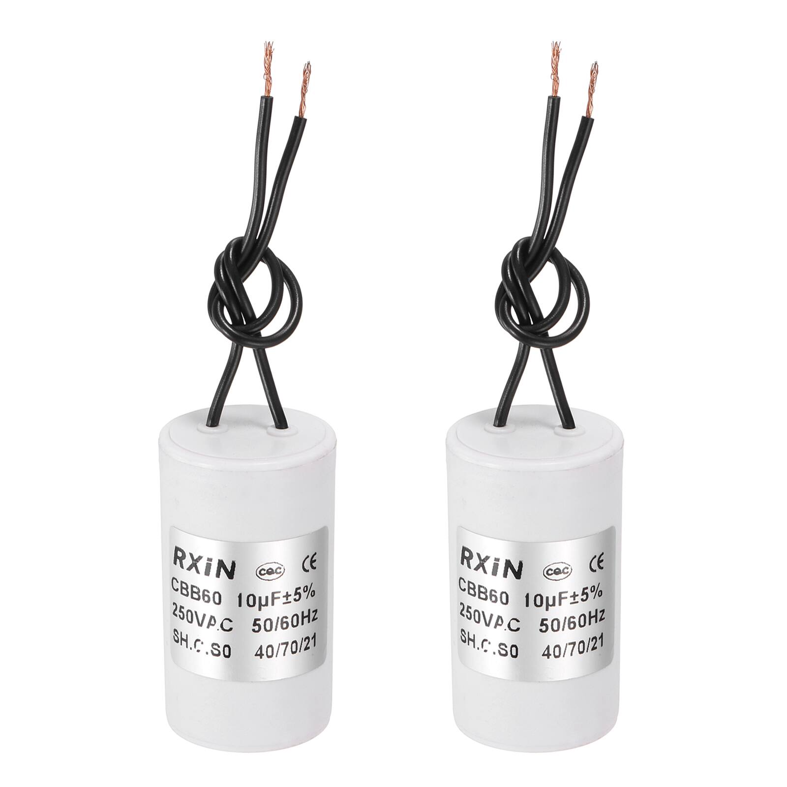 Unique Bargains - 2pcs 10uF CBB60 Running Capacitor, AC 250V Cylinder 2 Wire for Air Conditioner, Compressor, Washing Machine - White price history on PriceWatchPro
