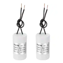 Unique Bargains - 2pcs 10uF CBB60 Running Capacitor, AC 250V Cylinder 2 Wire for Air Conditioner, Compressor, Washing Machine - White