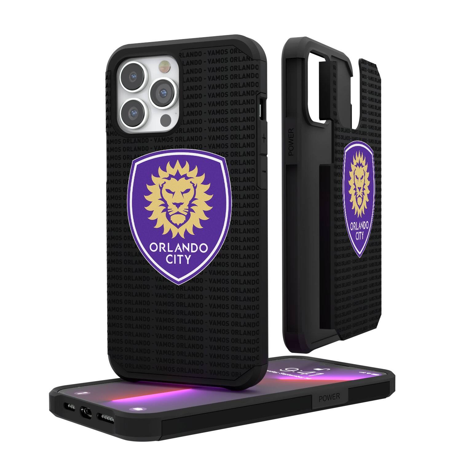 Keyscaper - MLS - Orlando City SC iPhone Text Backdrop Rugged Case - 14 Pro - Multicolor