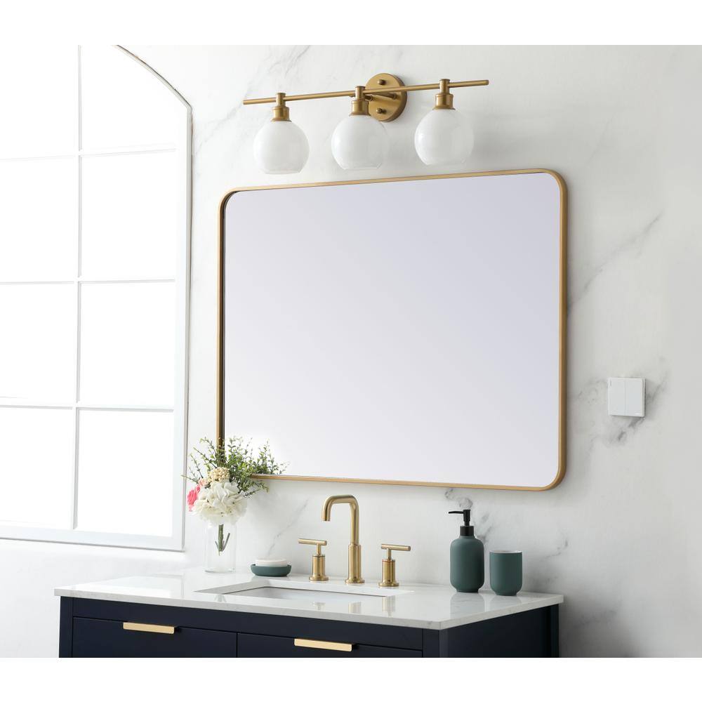 Alt View 4. Elegant Decor - Soft corner metal rectangular mirror 30x40 inch in Brass - Brass.