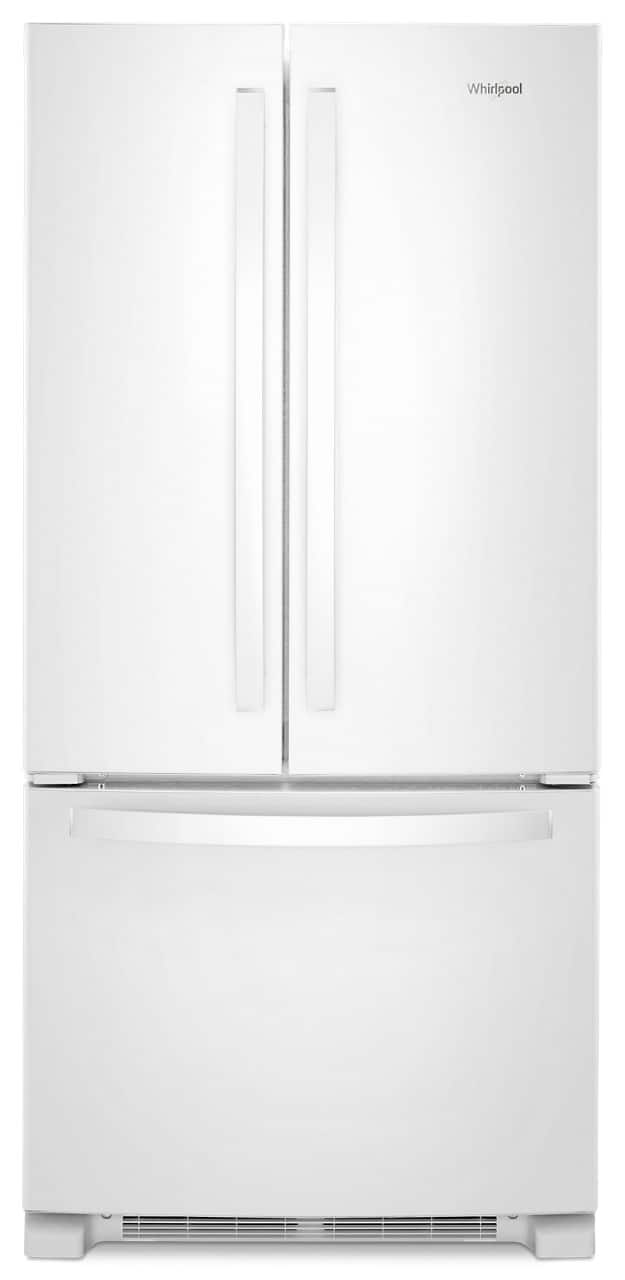Front. Whirlpool - 22 cu. ft. French Door Refrigerator with Humidity-Controlled Crispers - White.