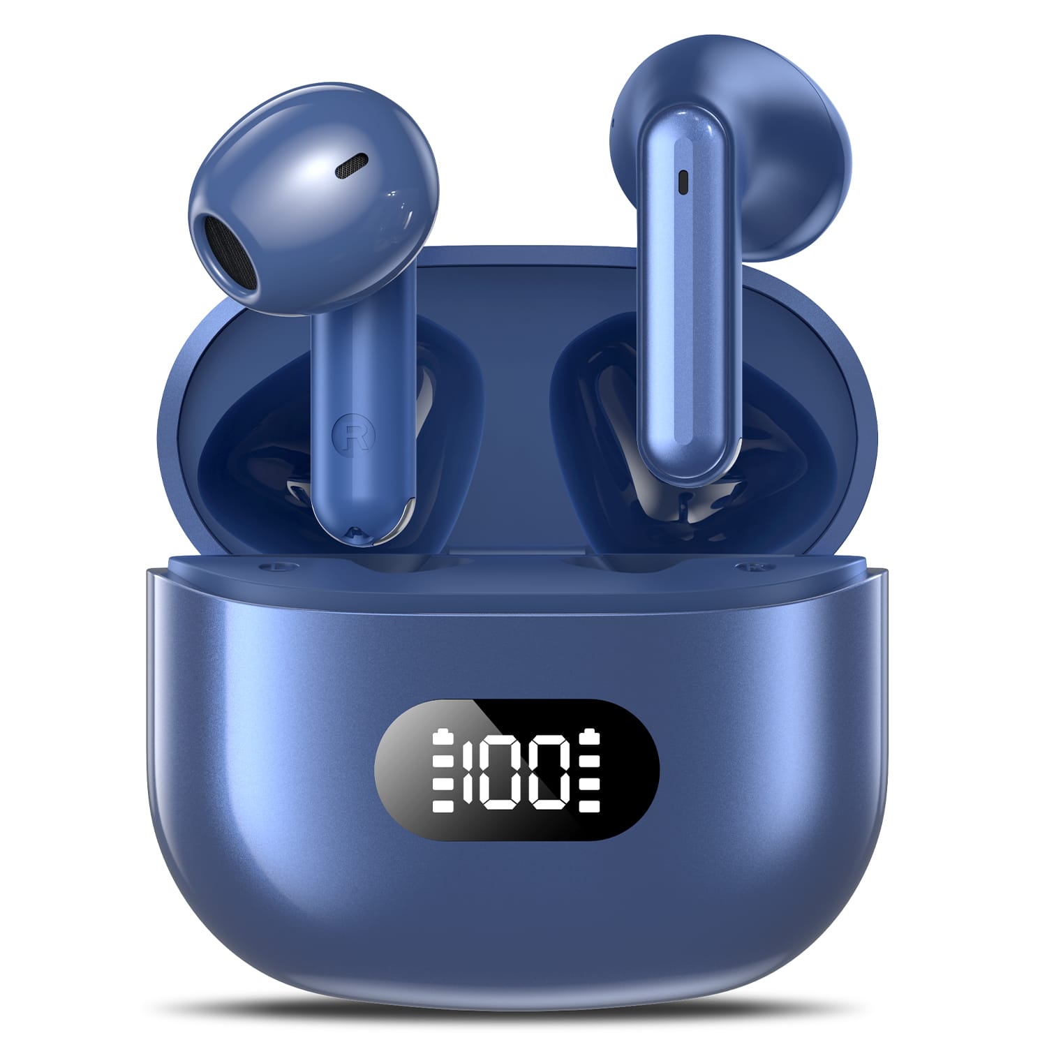 Trigiz - Wireless Earbuds Bluetooth 5.4: Immersive Surround Sound, 60H Playtime, LED Charging Case, IPX7 – iPhone/Android, Sport - DarkBlue