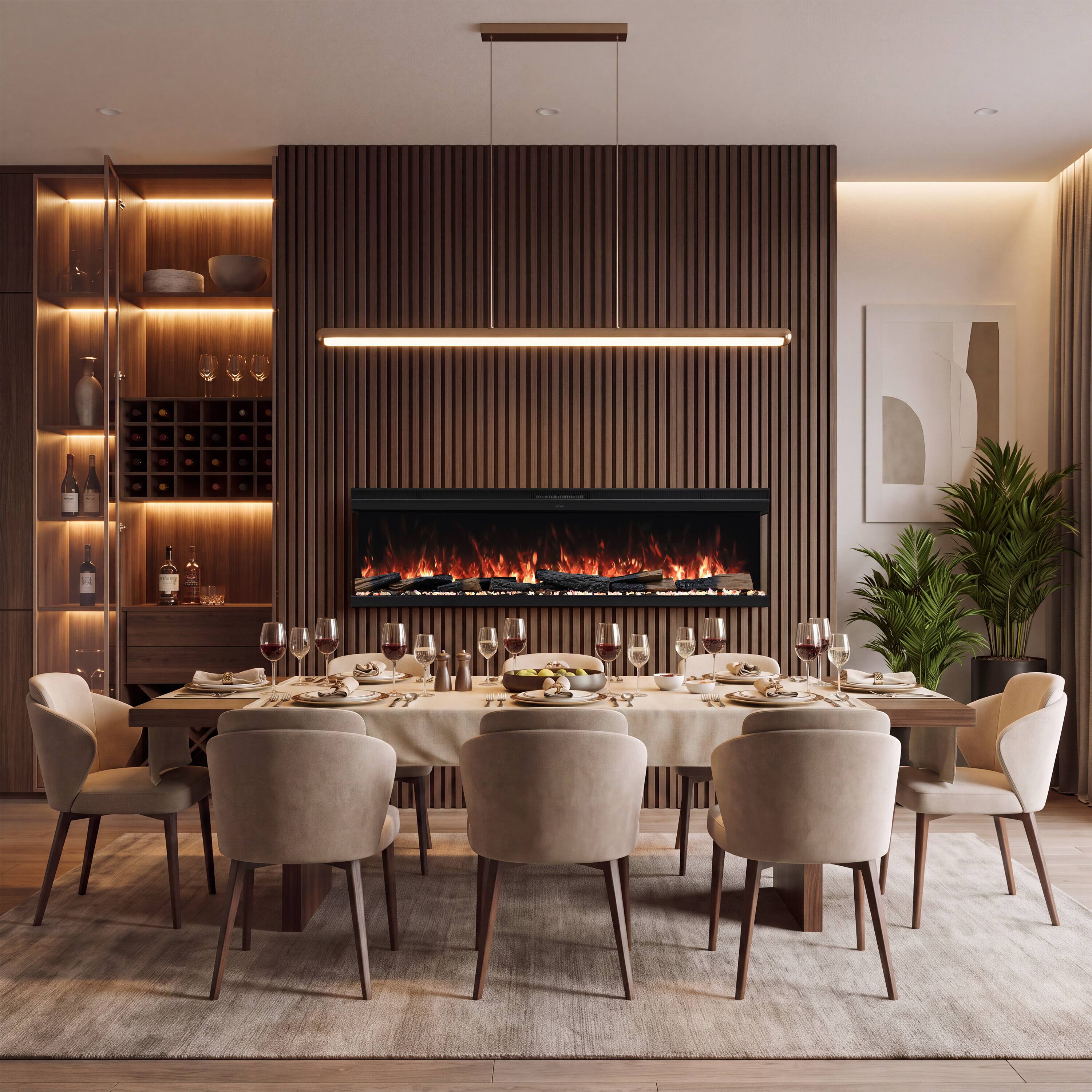 Back. Mondawe - 72" 3-Sided Smart Electric Fireplace w/ 14 Flame Colors, WiFi App and Smart Control - Black.