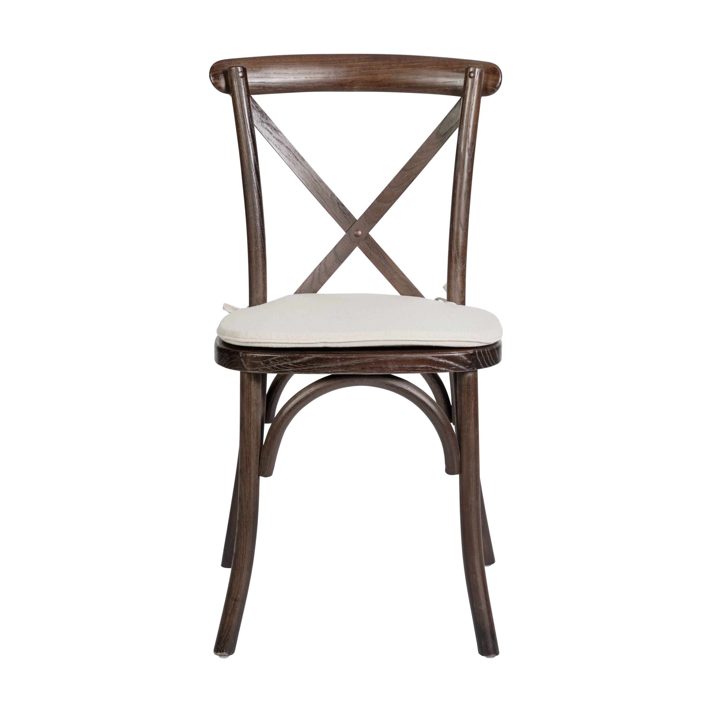 Alt View 7. Emma + Oliver - Stackable Wood Cross Back Dining Chair with Cushion - Mahogany.