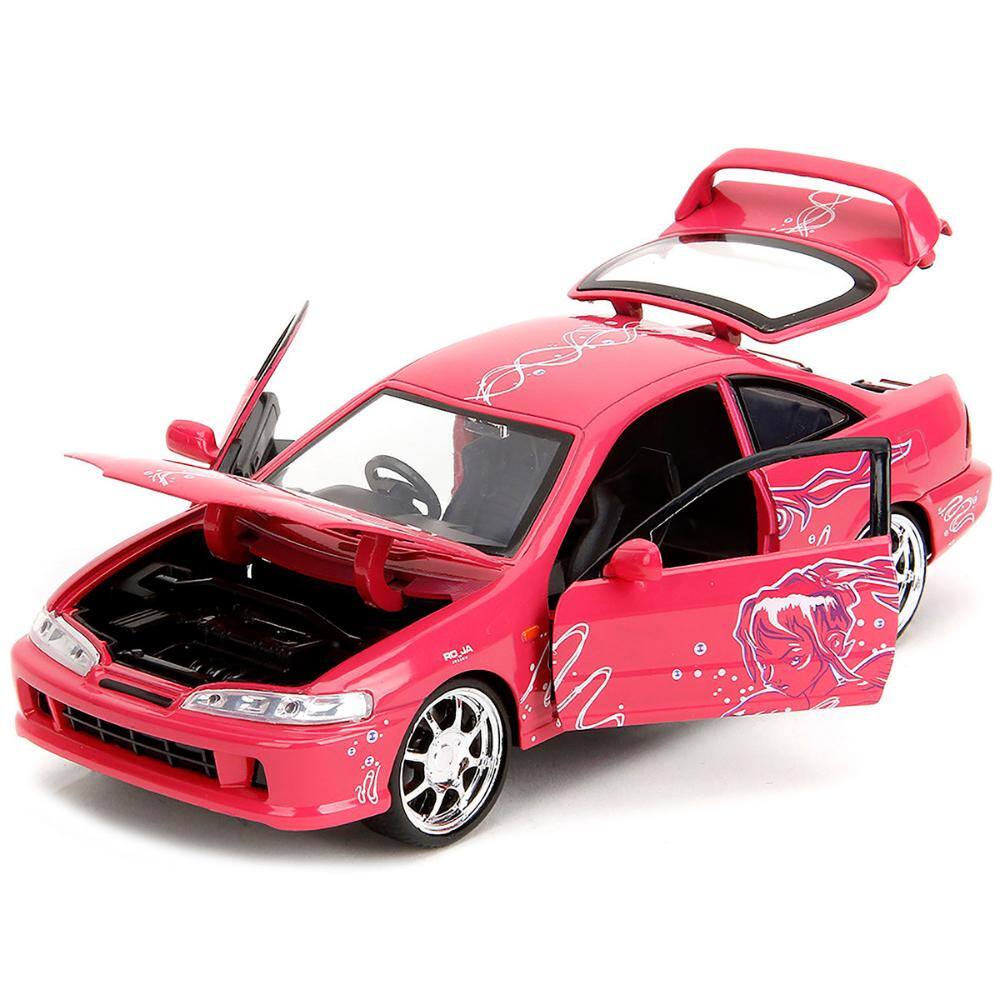 Angle. Jada - 1995 Honda Integra Type R Pink with Graphics "Fast & Furious Remix" Series 1/24 - Pink.