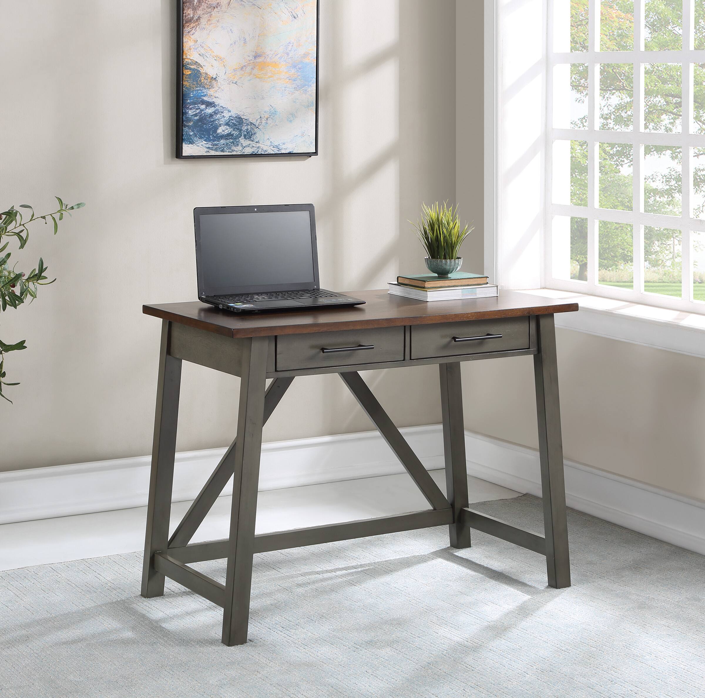 Alt View 13. OSP Home Furnishings - Milford Rustic Writing Desk - Slate Grey.
