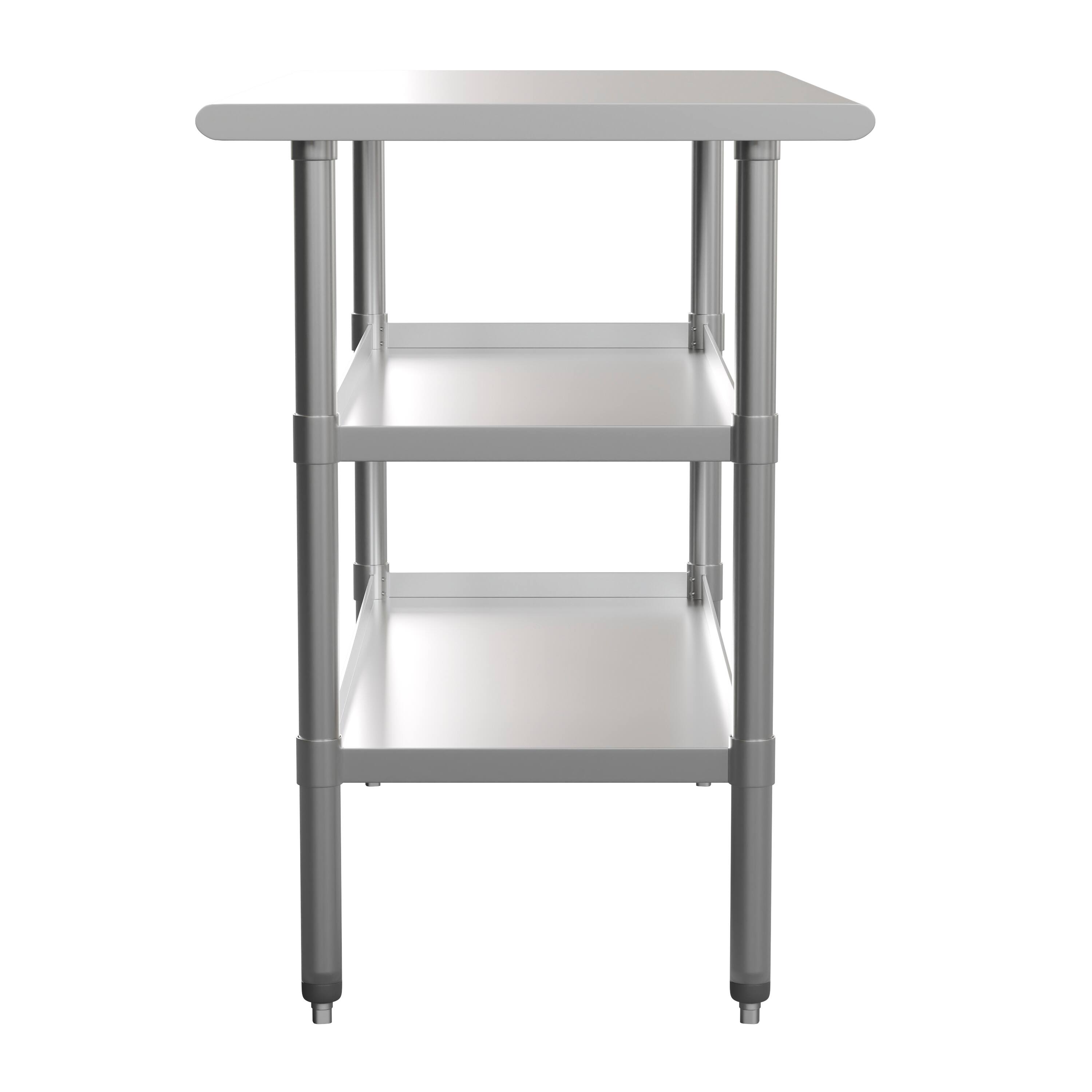 Alt View 5. Emma + Oliver - NSF Certified Stainless Steel 18 Gauge Work Table with 2 Undershelves - Stainless Steel.