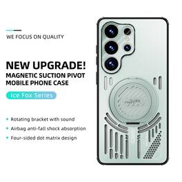 Dteck - Rugged Case for Samsung Galaxy S26 Ultra with Ring Stand, Magnetic Shockproof Slim Heat Dissipation Protective Cover - Lightgreen