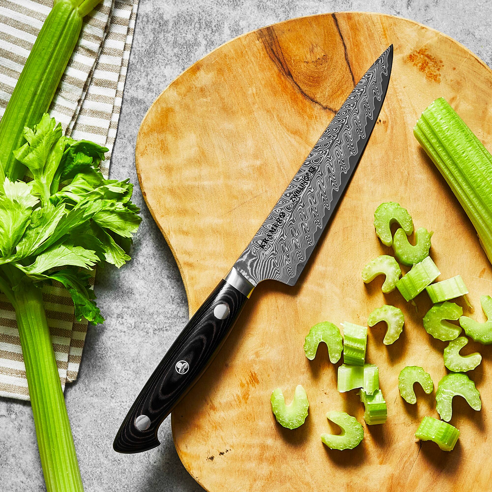 Alt View 2. ZWILLING - KRAMER by ZWILLING EUROLINE Damascus Collection 5.5-inch Prep Knife - Black.