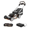 Front. WORX - Nitro 40V Cordless Self-Propelled Lawn Mower (2 x 5.0 Ah Batteries and 1 x Charger) - Black.