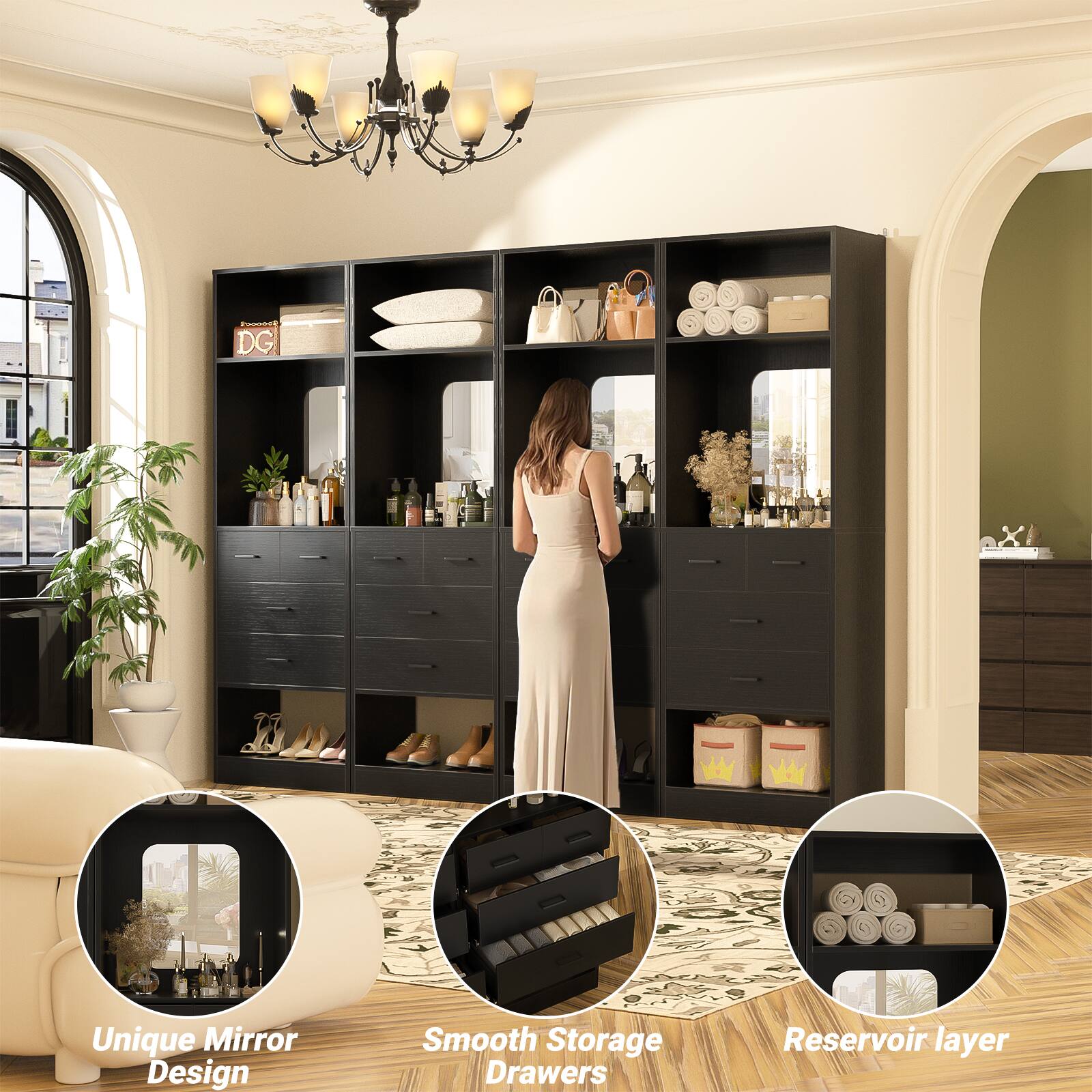 Foot DG Unique Mirror Design Smooth Storage Drawers Reservoir Layer