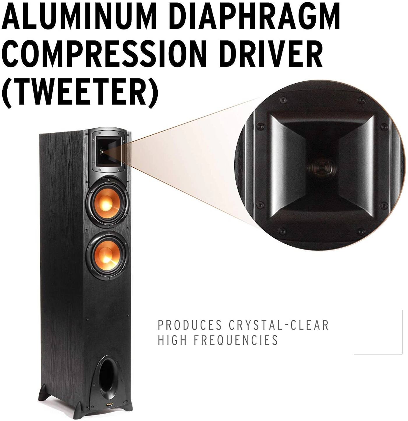 ALUMINUM DIAPHRAGM COMPRESSION DRIVER (TWEETER)  
PRODUCES CRYSTAL-CLEAR HIGH FREQUENCIES
