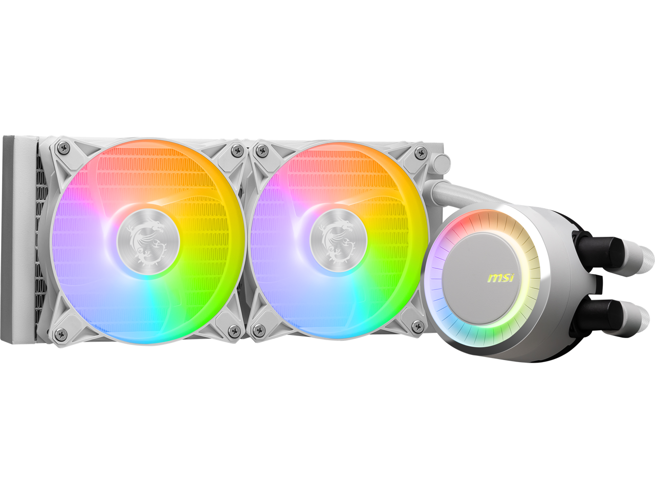 Alt View 2. MSI - MSI MAG CoreLiquid E240 White - 240mm AIO Liquid Cooler with Dual ARGB Fans, Rotating Cap, LGA 1851/1700, AM5 - White.