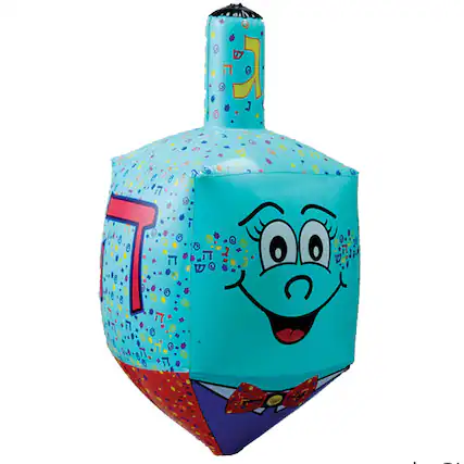 Front. Rite Lite - Jumbo Smiley Face Dreidel Hanukkah Inflatable - 24" - Blue and Red - Blue.
