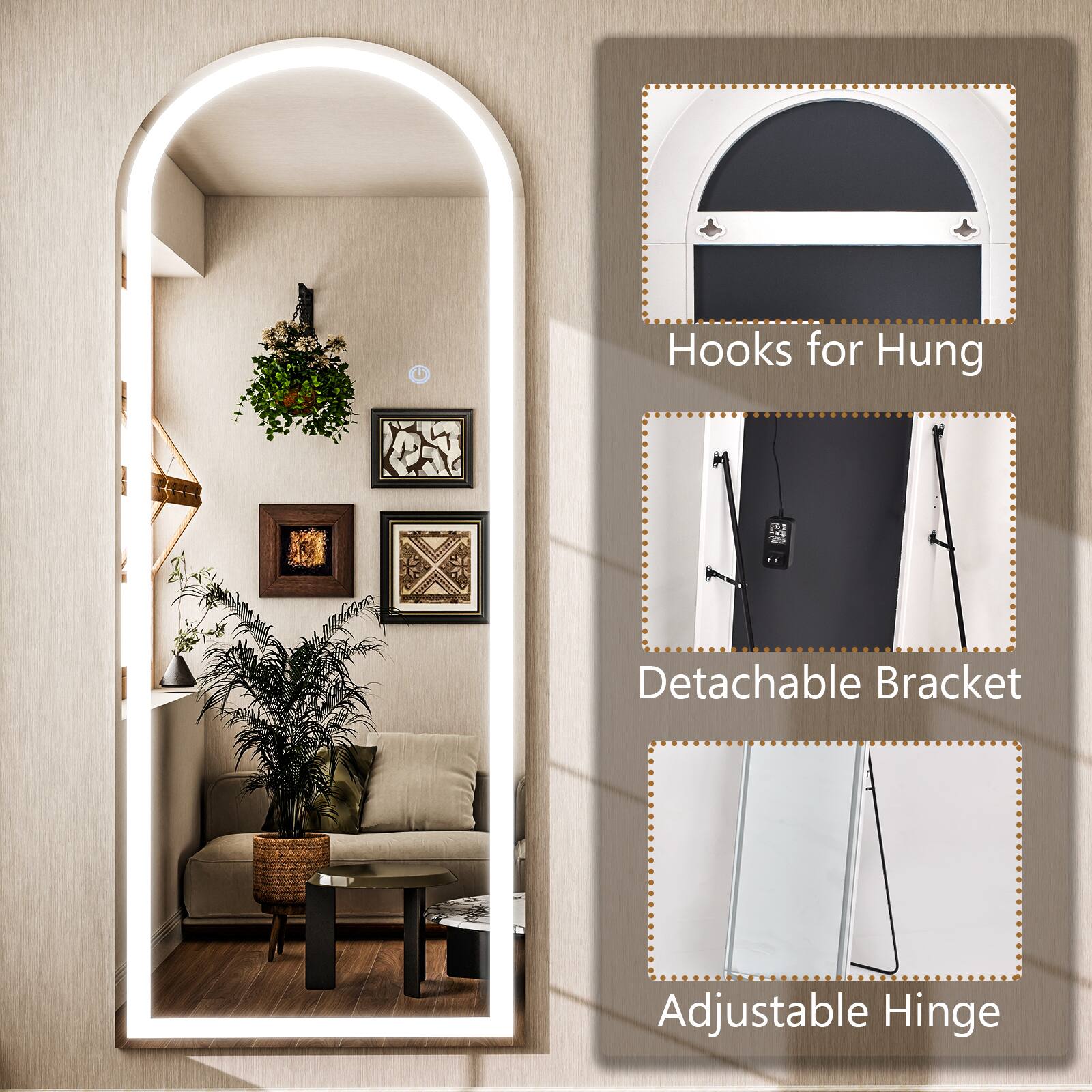 Hooks for Hung  
1. as  
N Detachable Bracket Adjustable Hinge