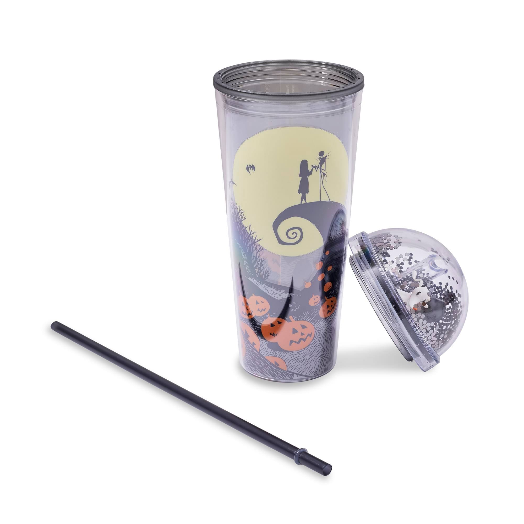 Alt View 1. Silver Buffalo - Disney The Nightmare Before Christmas Zero 24-Ounce Carnival Cup With Straw - Grey.