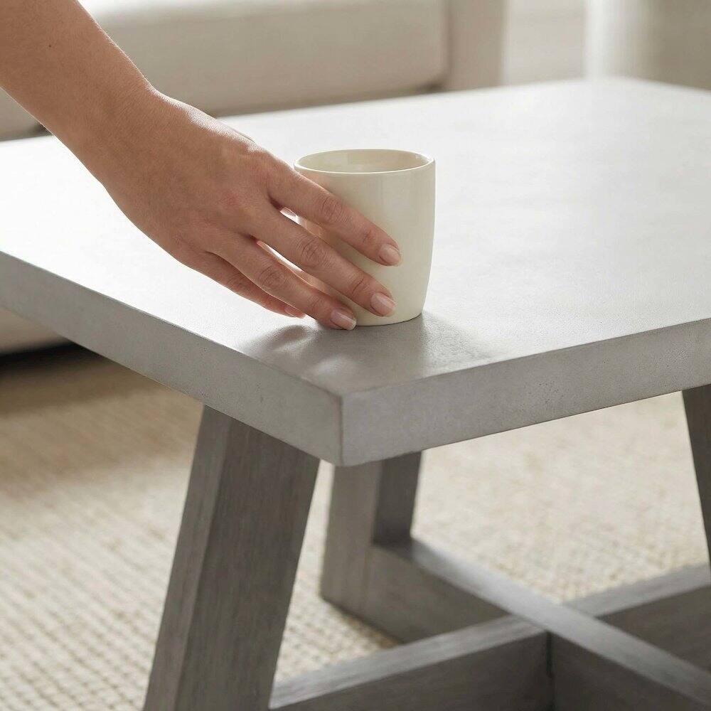 Back. Carolina Chair & Table - Largo Grey Rectangular Coffee Table With Concrete Top - Grey.