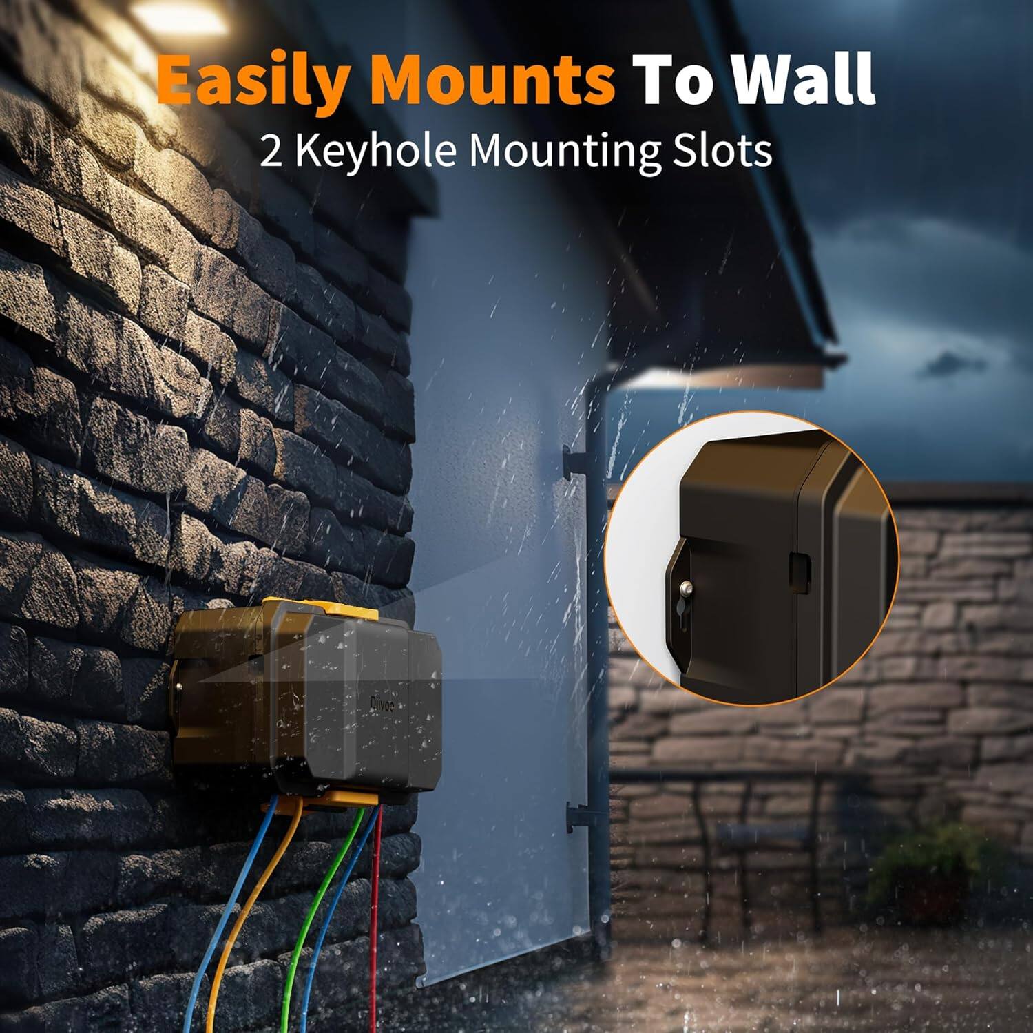 Easily Mounts To Wall  
2 Keyhole Mounting Slots